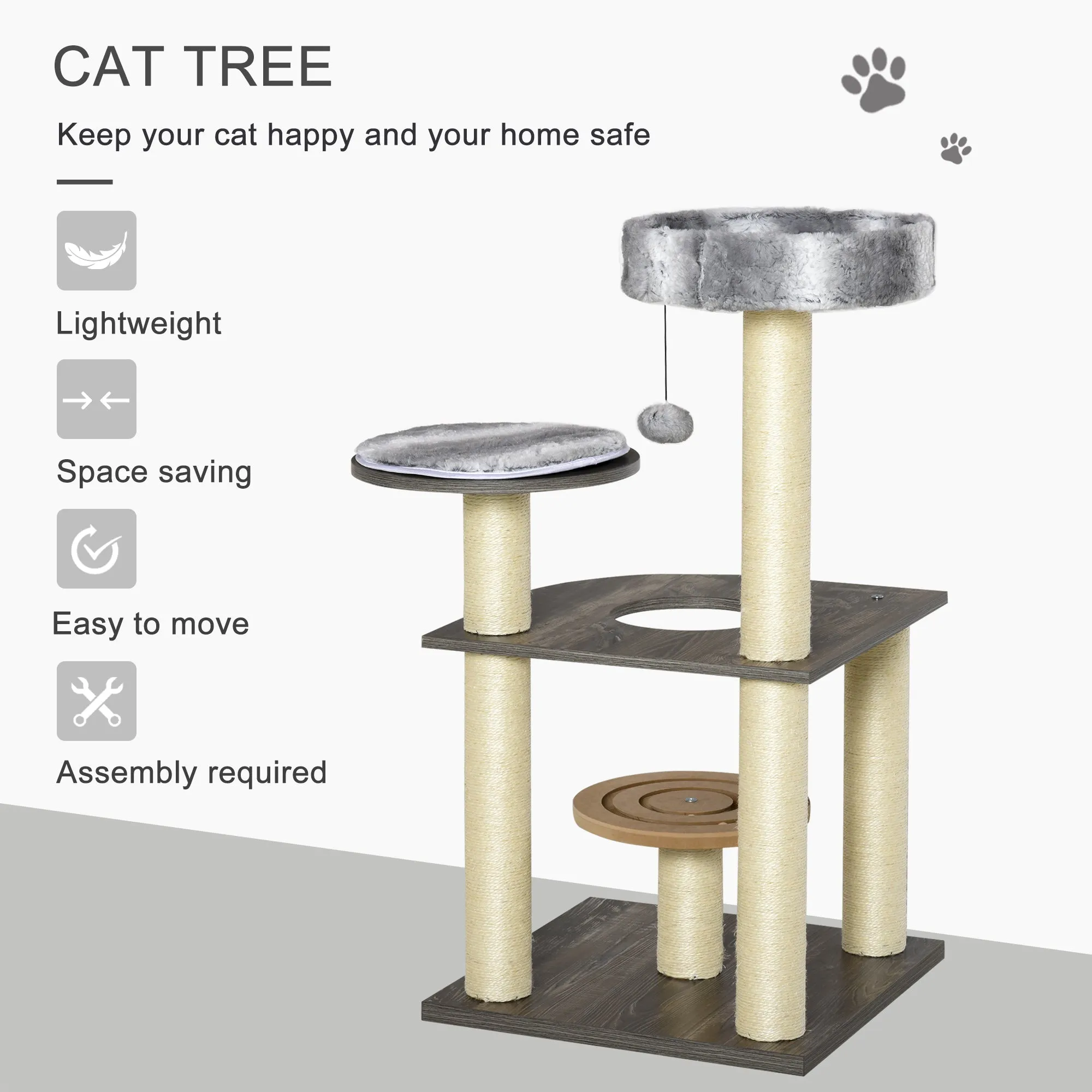 40" Cat Tree Condo Activity Centre - Grey