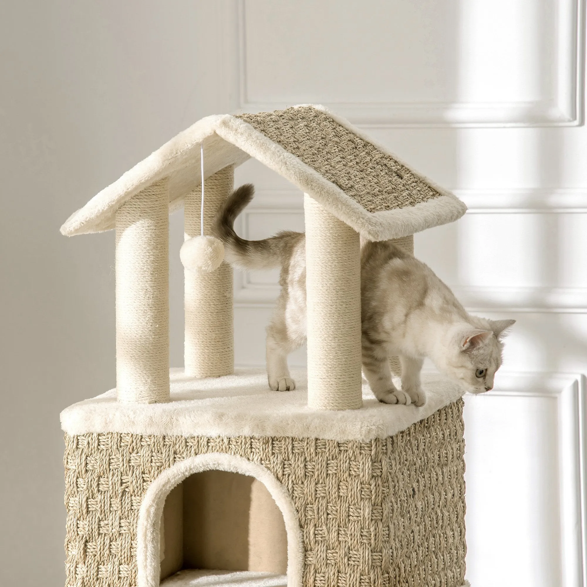 52" Cat Tree Activity Center with Scratching Posts - Beige