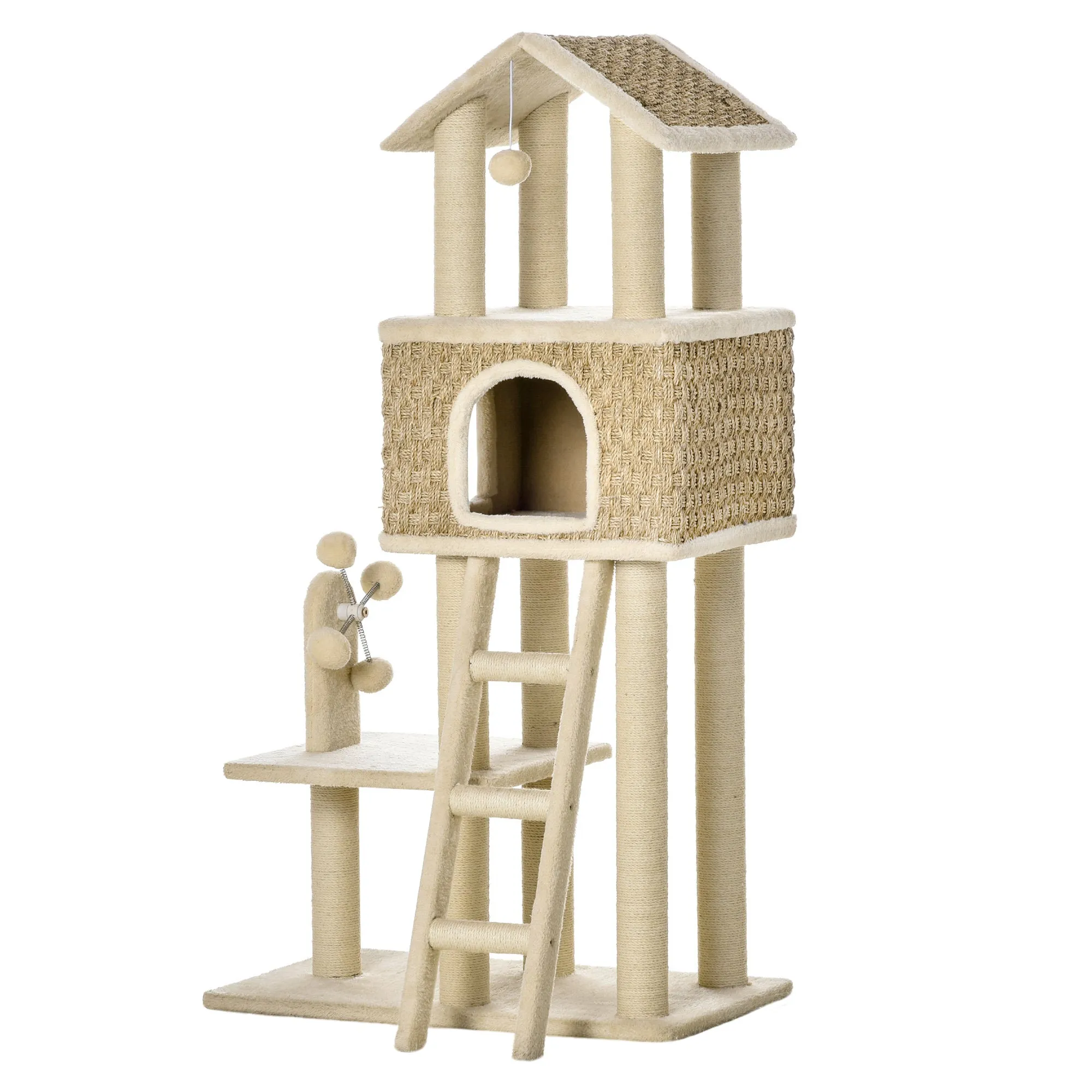 52" Cat Tree Activity Center with Scratching Posts - Beige