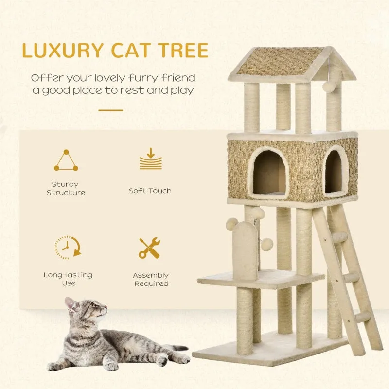 52" Cat Tree Activity Center with Scratching Posts - Beige