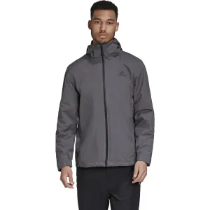 adidas Men's Grey Five BOS 3-Stripe Rain Ready Jacket