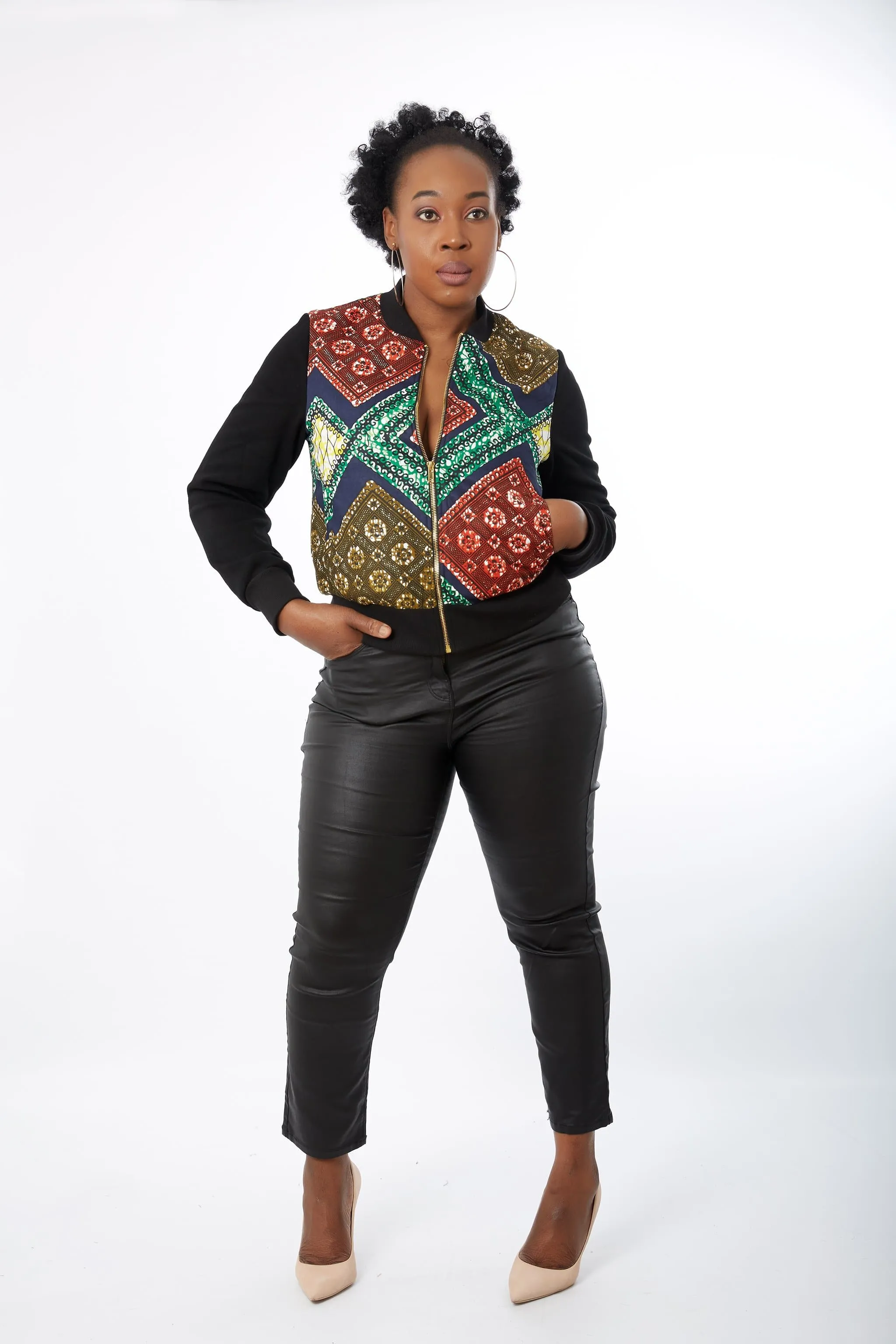 Afam African Danshiki Print Bomber Jacket