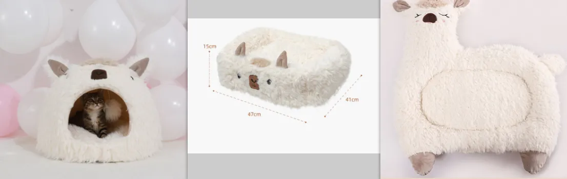 Alpaca Dog and Cat Plush Bed