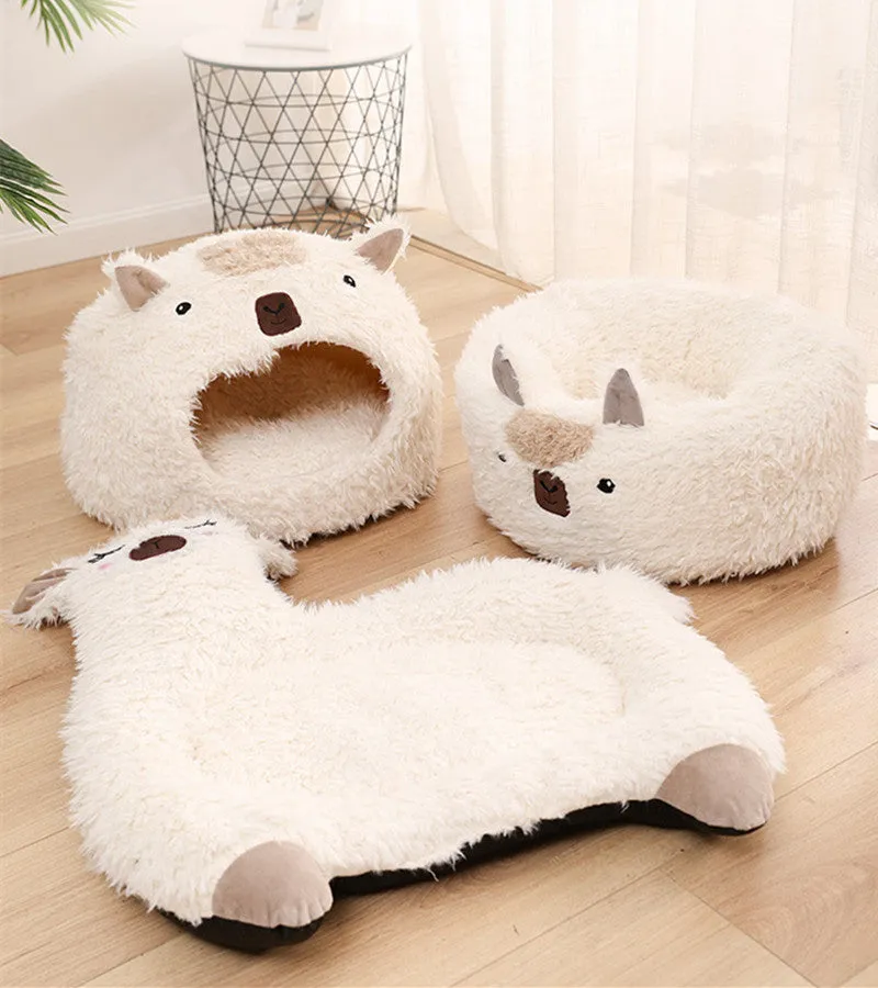 Alpaca Dog and Cat Plush Bed