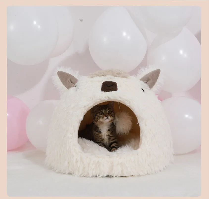 Alpaca Dog and Cat Plush Bed