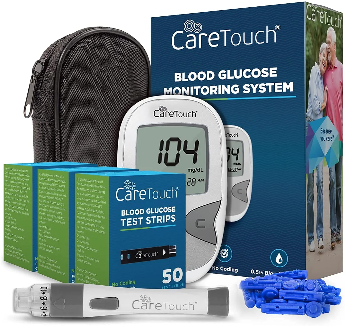 Blood Glucose Monitor Kit - Diabetes Testing Kit: 1 Glucometer, 150 Blood Sugar