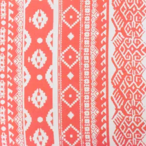 Carol Pink-Ivory Aztec Printed Polyester Georgette Woven Fabric