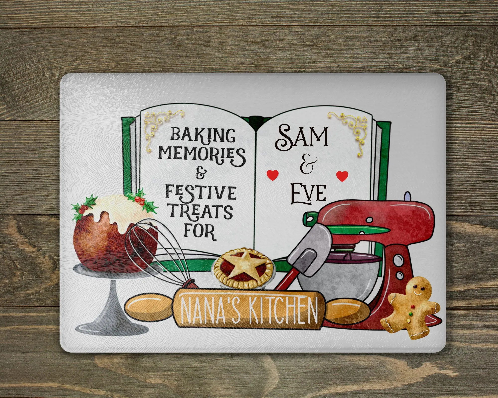 Christmas Memories Glass Chopping Board