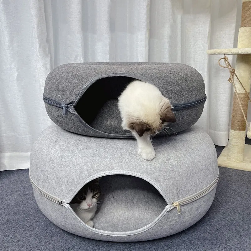 Cozy Cat Cave Bed - Donut Cat Bed Cave