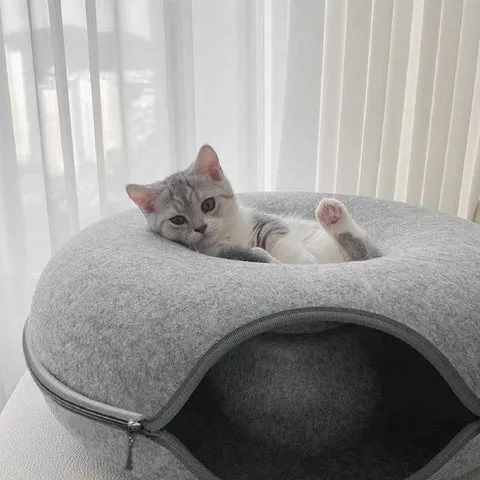 Cozy Cat Cave Bed - Donut Cat Bed Cave