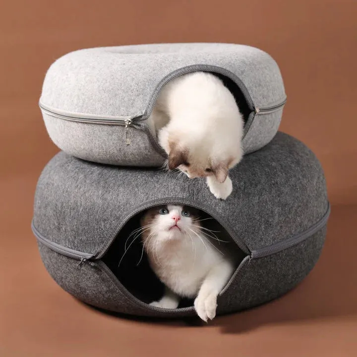 Cozy Cat Cave Bed - Donut Cat Bed Cave