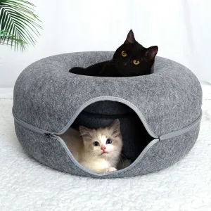 Cozy Cat Cave Bed - Donut Cat Bed Cave