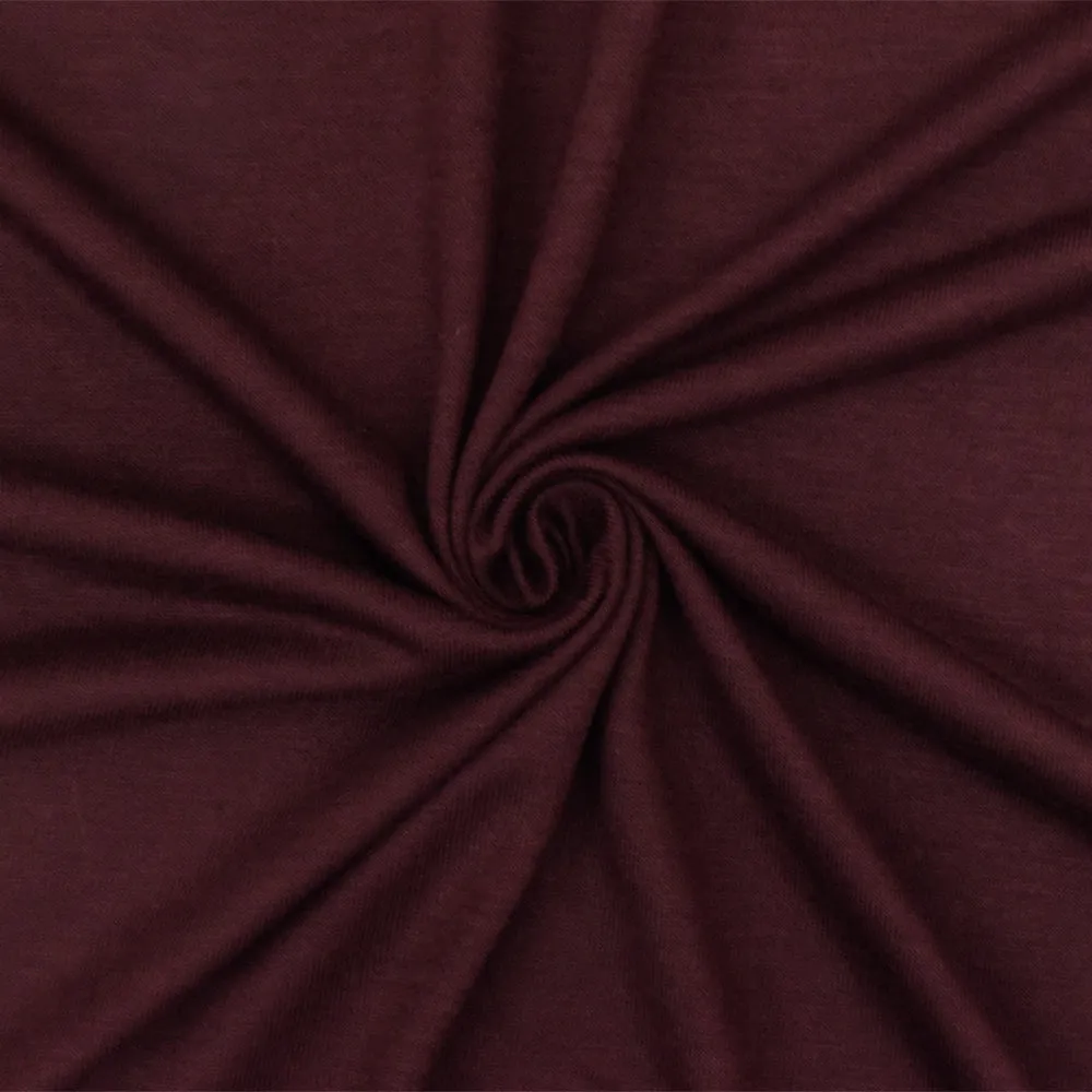 Dark Burgundy Solid Stretch Rayon Jersey Knit Fabric