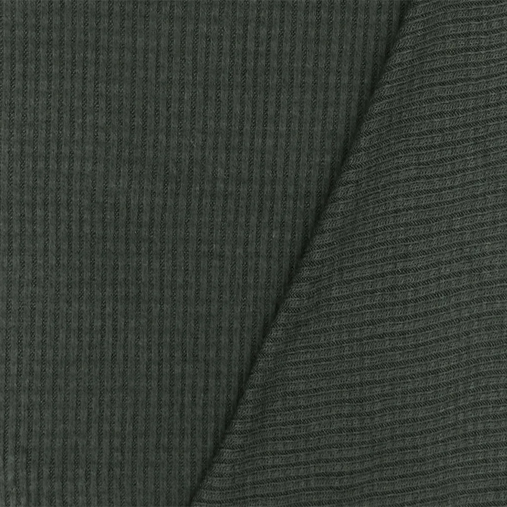 Dark Smoked Gray Solid Stretch Rayon Brushed 2X2 Rib Knit Fabric