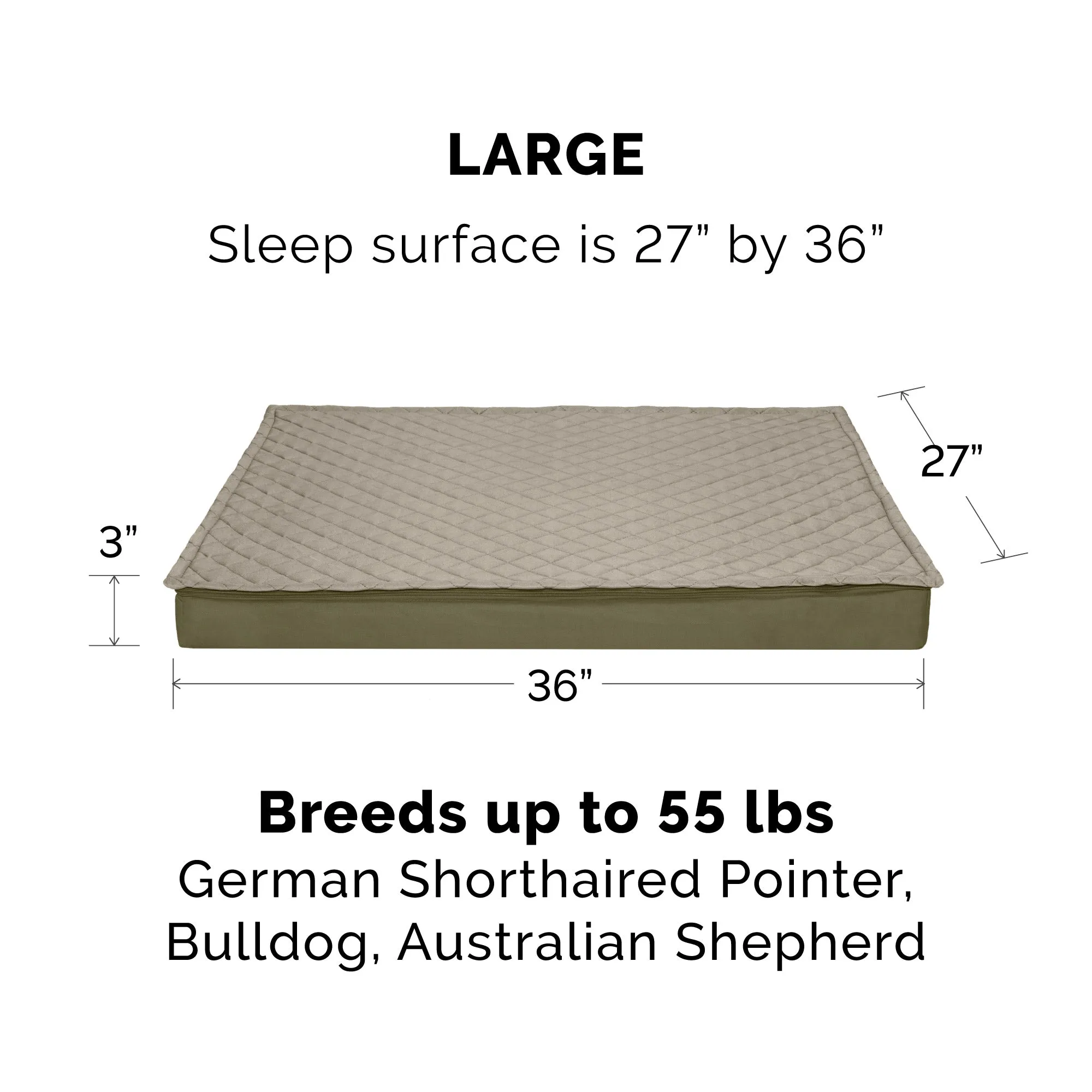 Deluxe Mattress Dog Bed - Indoor/Outdoor Quilt Top Convertible