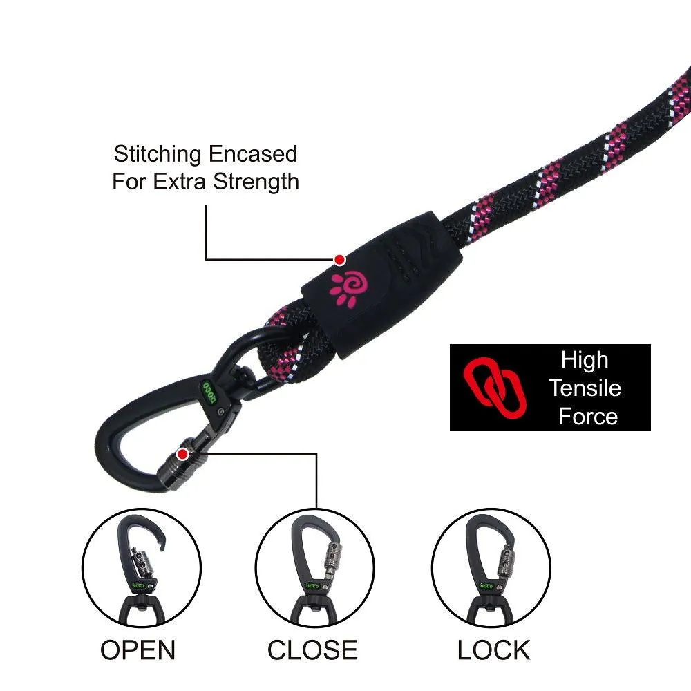 DOCO® 5ft Reflective Rope Dog Leash w/ Click & Lock Snap (3/8" Width x 5ft)