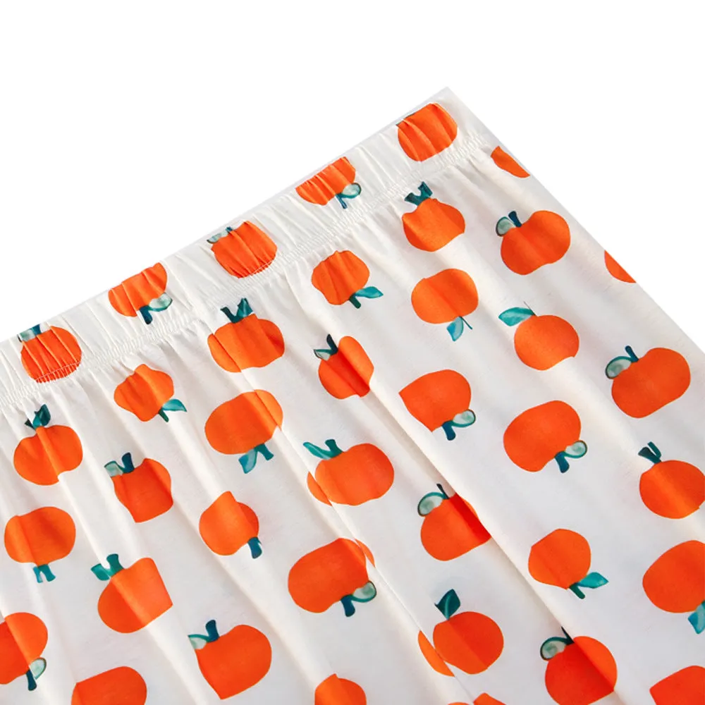 Family Matching Orange Pumpkin Christmas Pajamas Set