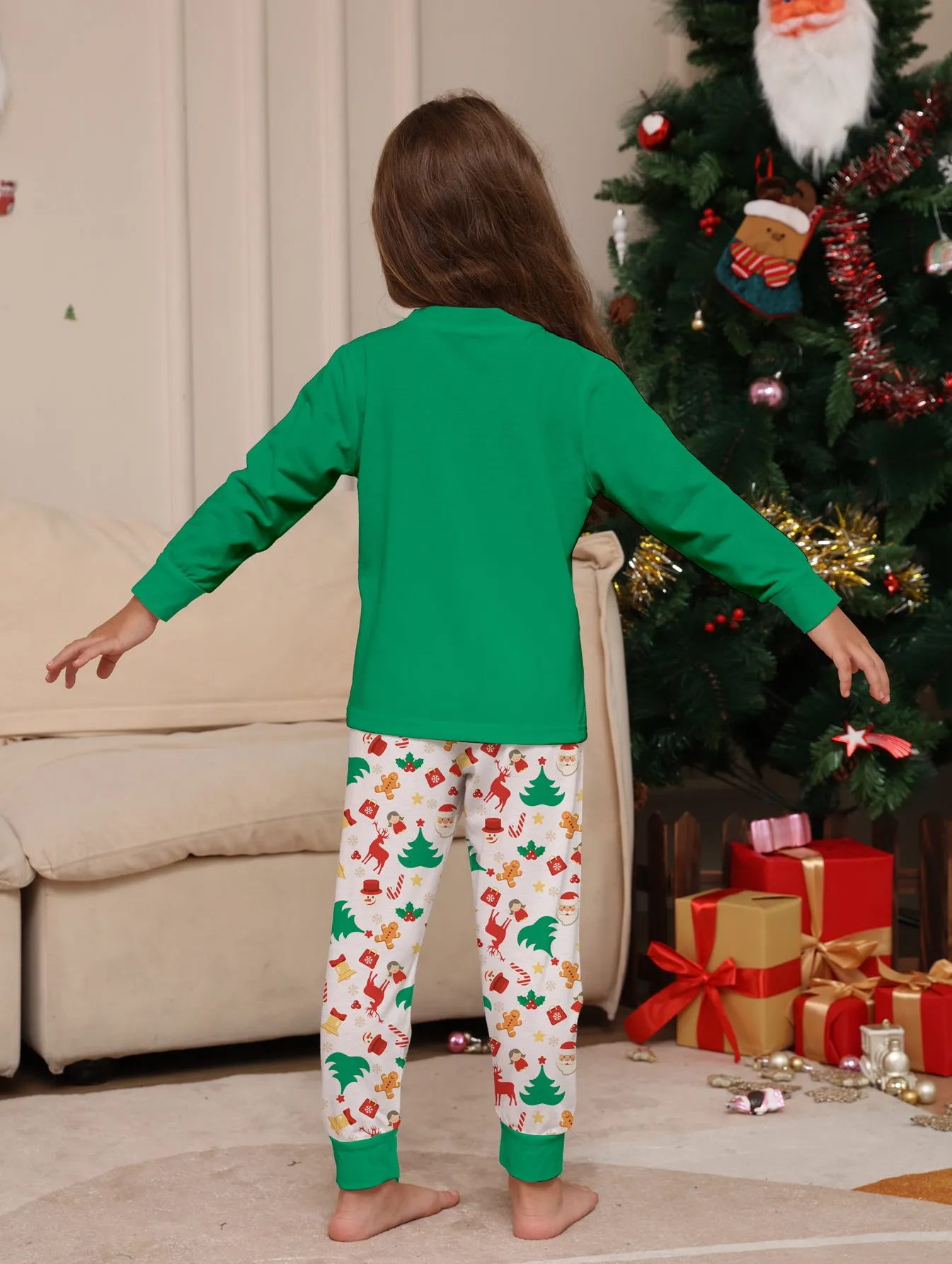 Family Parent-Child Christmas Cartoon Gingerbread Man Pajamas Set