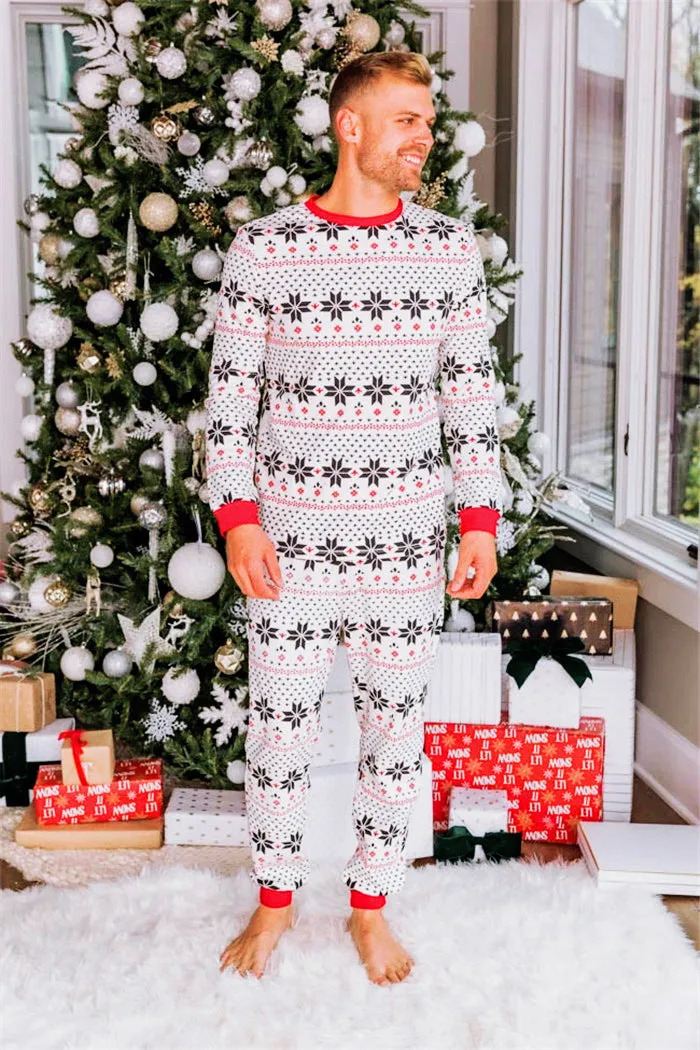 Family Parent-Child Christmas Reindeer and Snowflake Patterned Pajamas