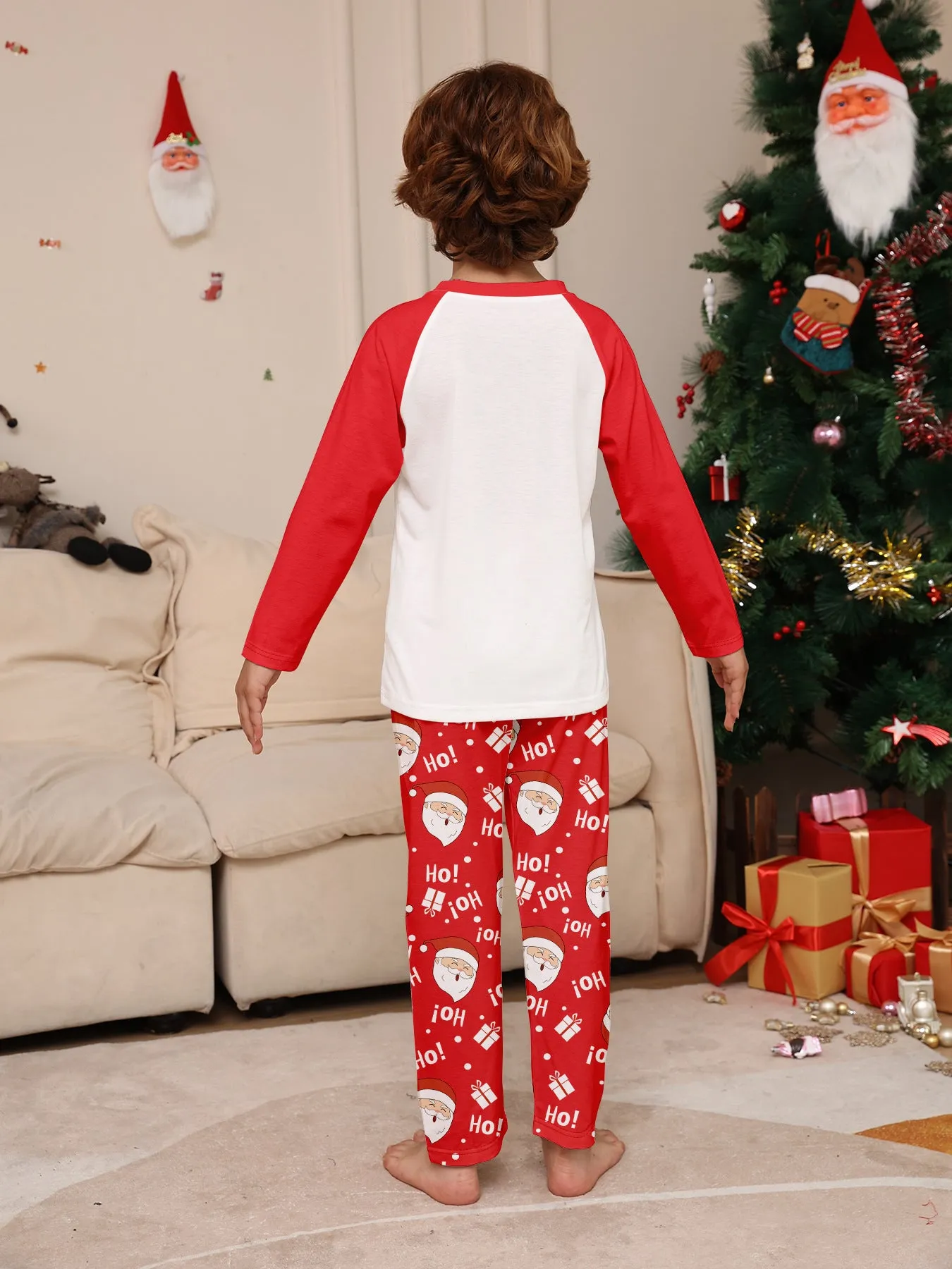 Family Parent-Child  Christmas Santa Claus Letters Cartoon Pajamas Set