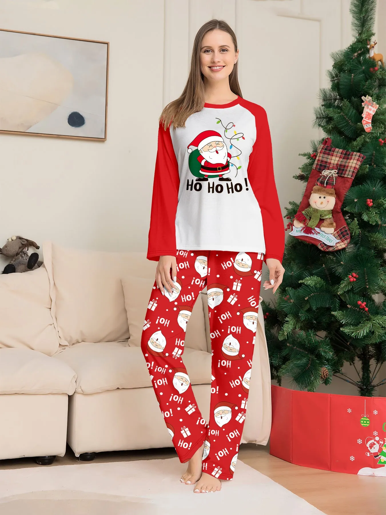 Family Parent-Child  Christmas Santa Claus Letters Cartoon Pajamas Set