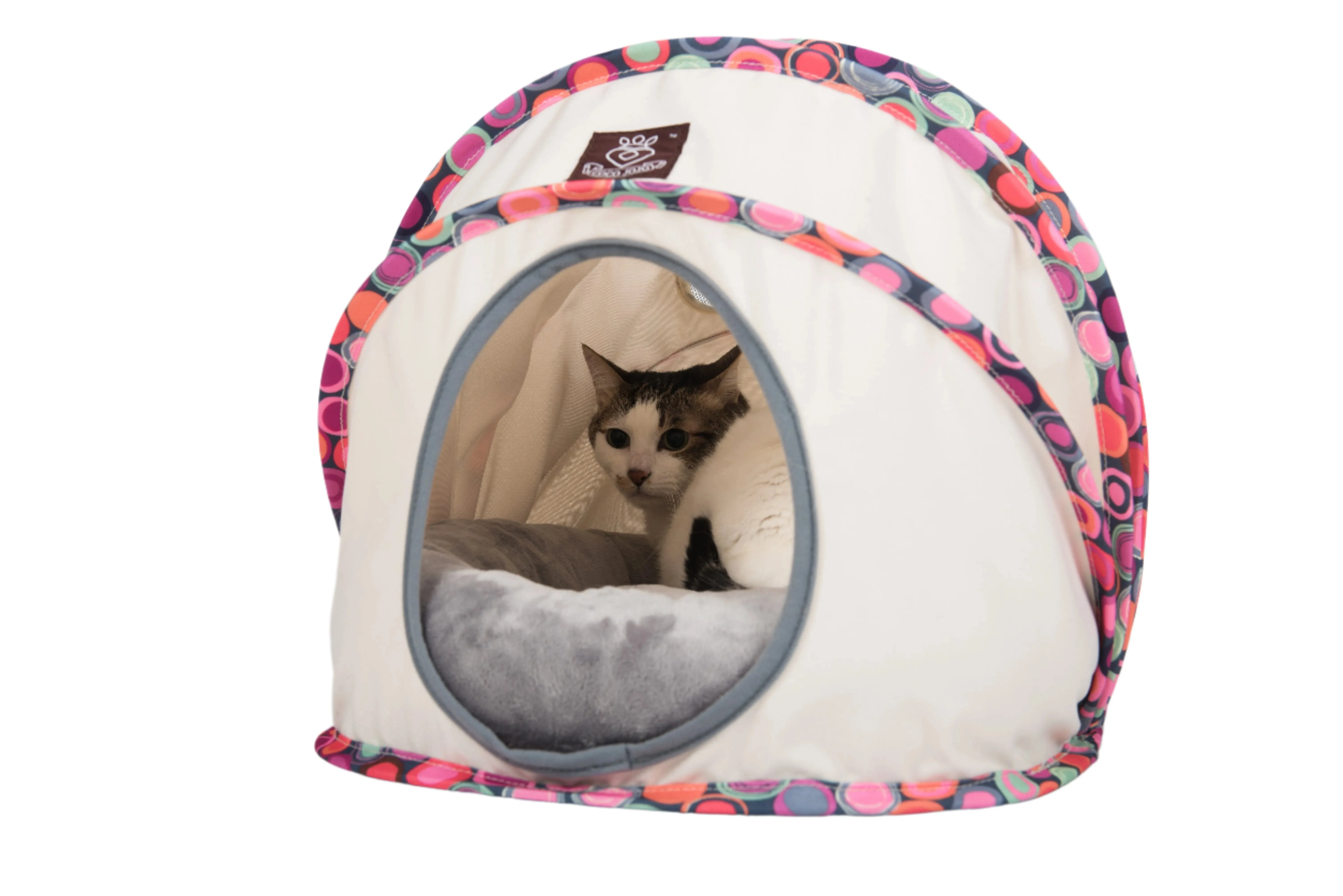 Foldable / Pop Up Cocoon Cave for Dogs, Cats and Companion Animals with Removable Cushion and Convenient Travel Carry Bag, Dog and Cat House with Bed