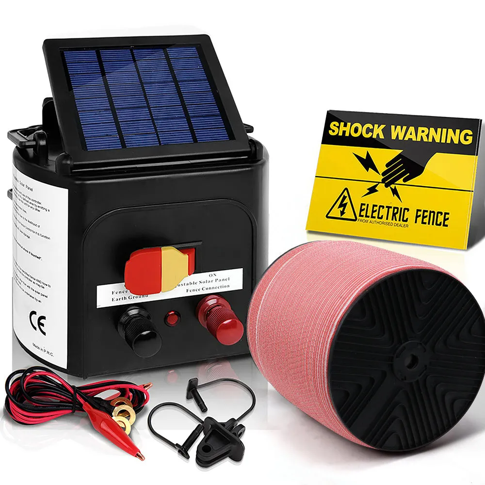 Giantz Electric Fence Energiser 3km Solar Powered Charger Set   2000m Tape