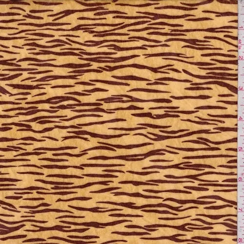 Golden Yellow/Brown Tiger Panne Velvet Knit Fabric