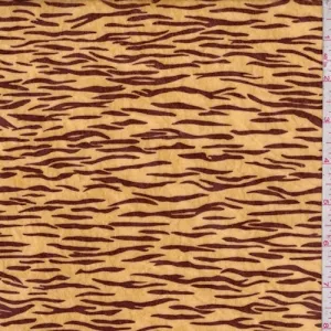 Golden Yellow/Brown Tiger Panne Velvet Knit Fabric