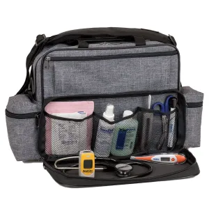 Hopkins Home Health Shoulder Bag, Antimicrobial, with Large Compartment, Gray, 14" x 11-1/2" x 8"