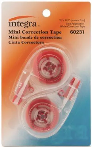 Integra Resist Tear Correction Tape Smoke Dispenser 0.2 Inch  Width 16.4 Ft. Length Two Per Pack