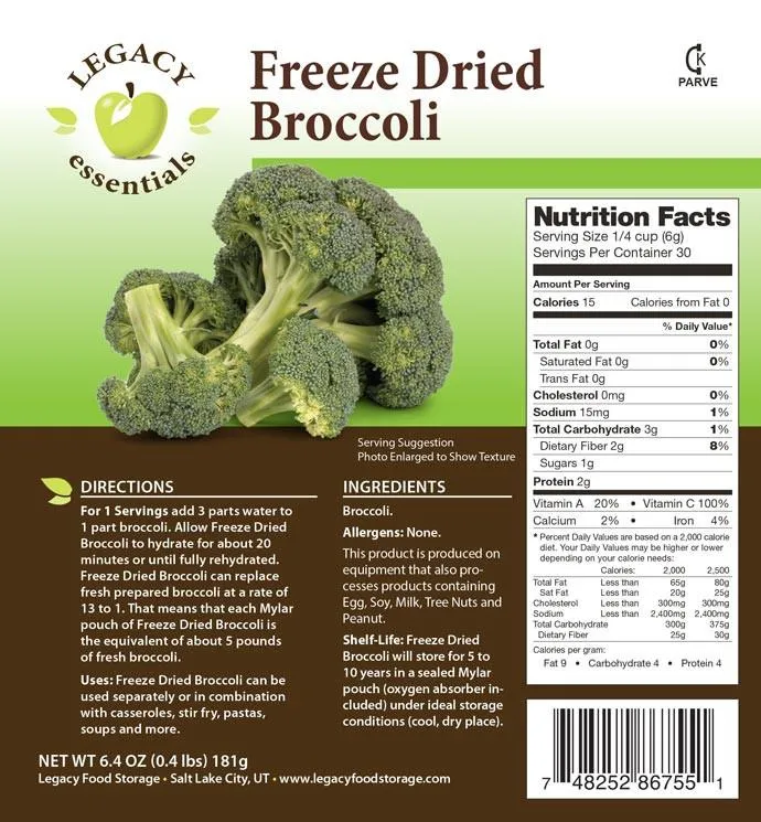 Legacy Freeze Dried and Dehydrated Vegetables - Variety Pack