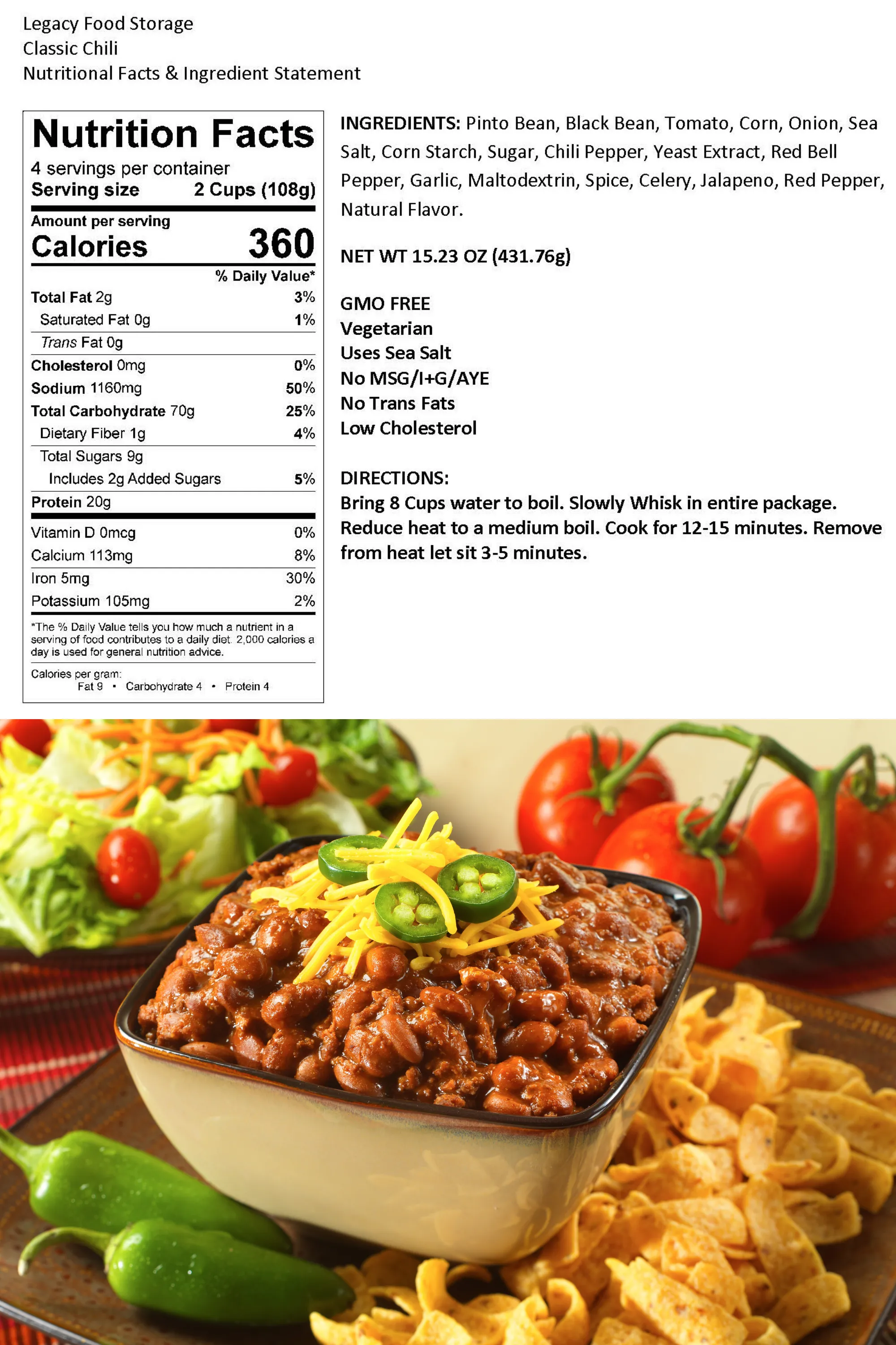 Legacy Gluten Free Entrée Bucket - 240 Servings