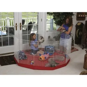 Marshall Ferret Play Pens with Red Mat Cover