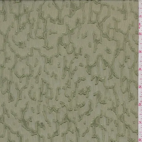 Moss Green Abstract Jacquard Chiffon Fabric