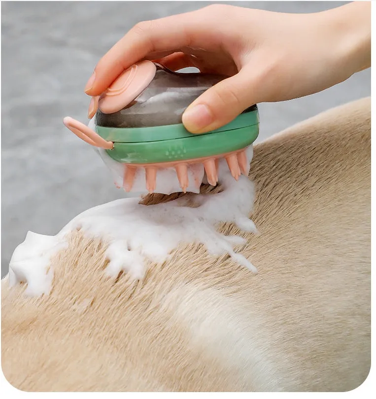 New 2 In 1 Pet Cat Dog Cleaning Bathing Massage Shampoo Soap Dispensing Grooming Brush Pets Supplies