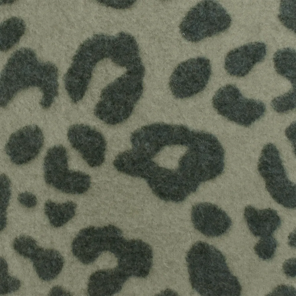 Olive Gray-Black Cheetah Printed Stretch Poly Brushed Jersey Knit Fabric