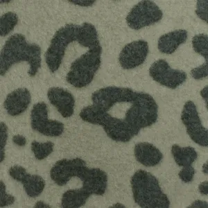 Olive Gray-Black Cheetah Printed Stretch Poly Brushed Jersey Knit Fabric