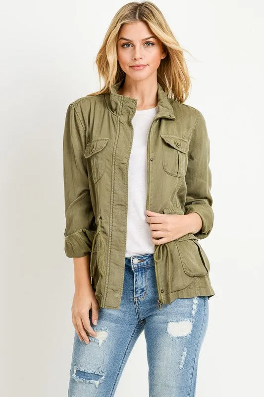 Olive Tencel Anorak