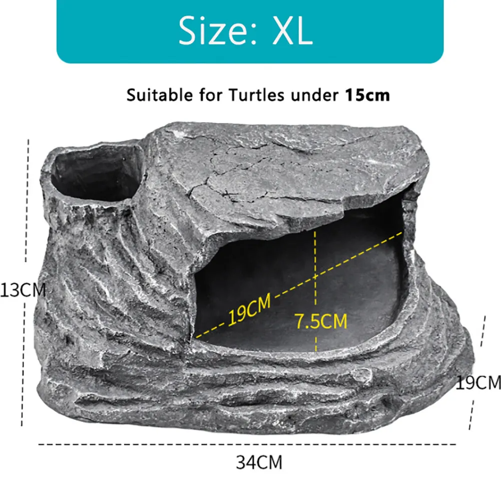 OMEM Reptile Box Shelter Hideout Caves Humidification Turtle Terrace Climbing Ladder Landscaping Habitat Decorative Resin Rocks (Not Including Moss)