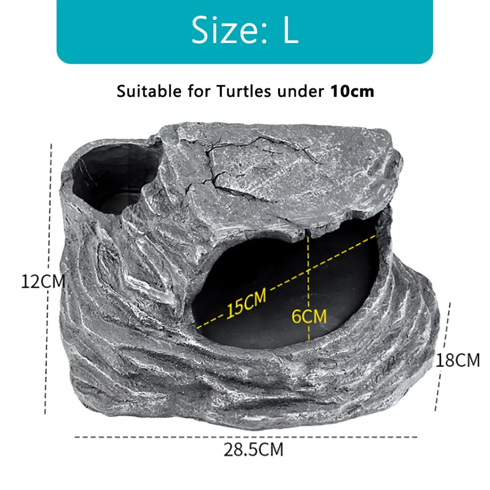 OMEM Reptile Box Shelter Hideout Caves Humidification Turtle Terrace Climbing Ladder Landscaping Habitat Decorative Resin Rocks (Not Including Moss)