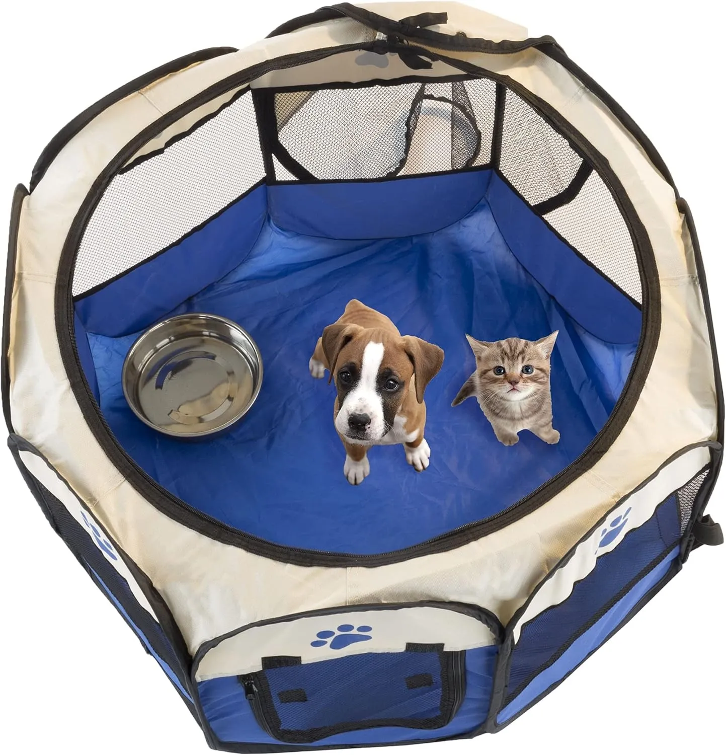 Pop-Up Pet Playpen - 26-Inch Indoor and Outdoor Dog Kennel with Carrying Bag - Portable Pet Enclosure for Dogs and Small Animals by  (Blue)