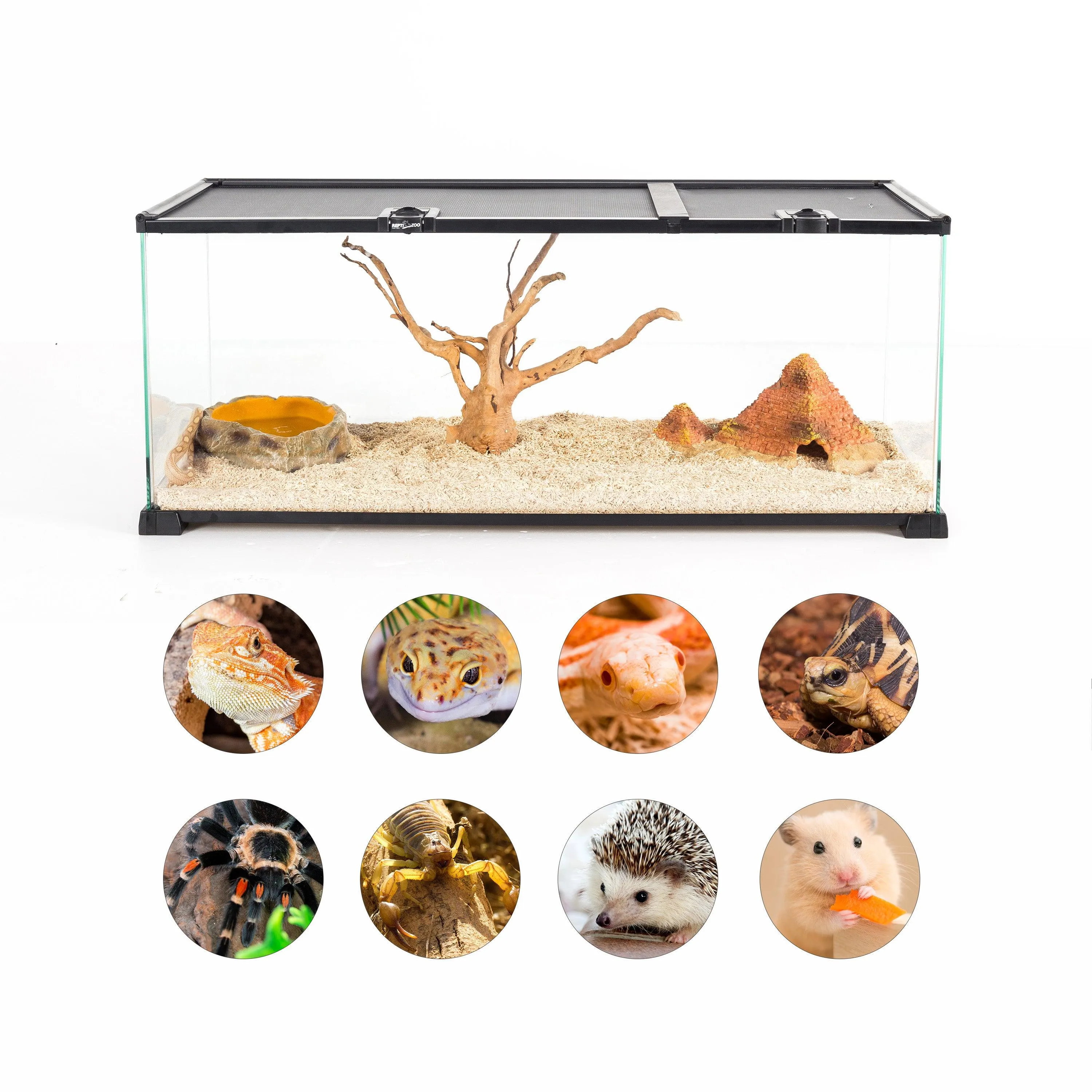 REPTI ZOO 18 Gallon Reptile Enclosures With Double Top Covers And Glass Sides