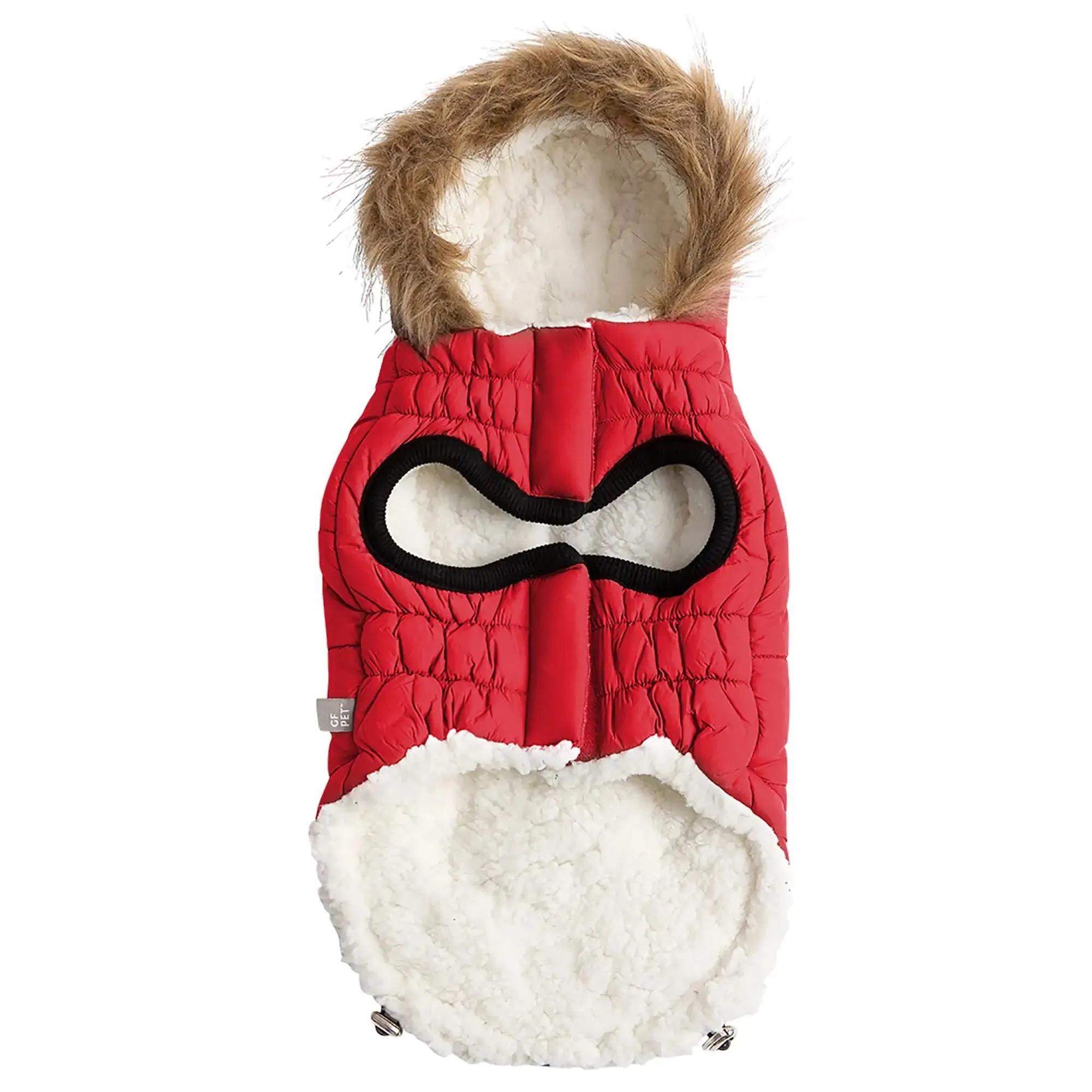 Sherpa-Lined Urban Parka - Red. Dog Coat. Water Resistant.