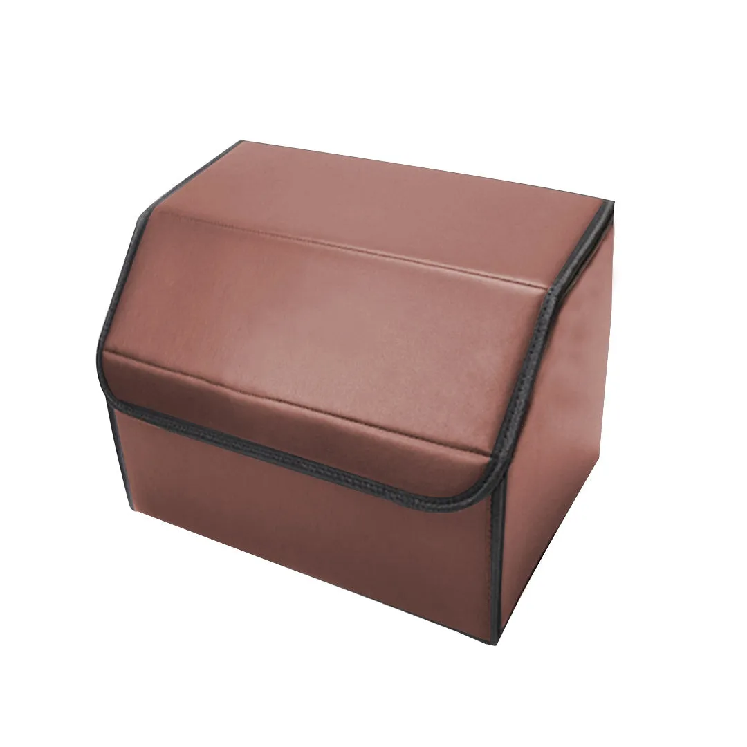 SOGA Leather Car Boot Collapsible Foldable Trunk Cargo Organizer Portable Storage Box Coffee Small