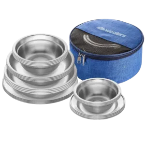 Stainless Steel Plates and Bowls Camping Dinnerware Set for Kids and Adults with Travel Kit