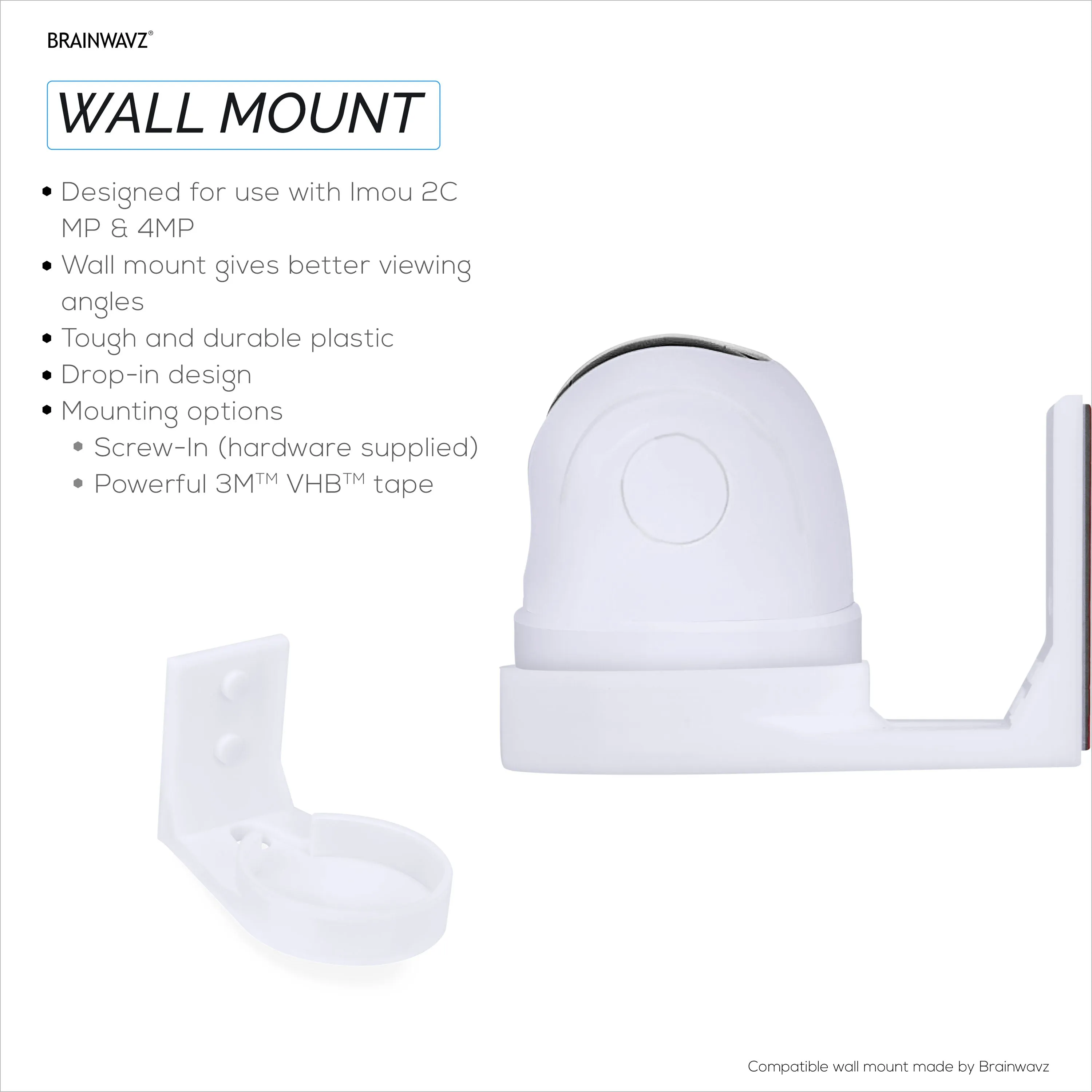 Wall Mount Compatible with Imou 2C 2MP & 2C 4MP Pet & Baby Indoor Camera, Security Camera Holder Bracket, Reduce Blind Spots & Clutter