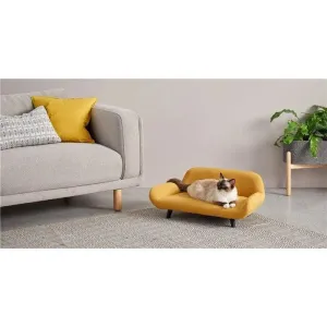 Wooden Twist Handmade Classic Relaxing Pet Sofa ( Yellow )