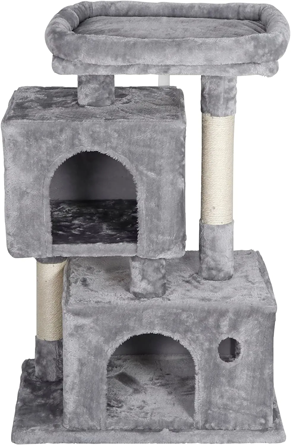 ZENY™ Cat Tree,33.9 inch Cat Tower for Indoor Cat, 2 Plush Kitten Condos with Scratch Posts, Jump Platform,Anti-toppling Device (Gray)