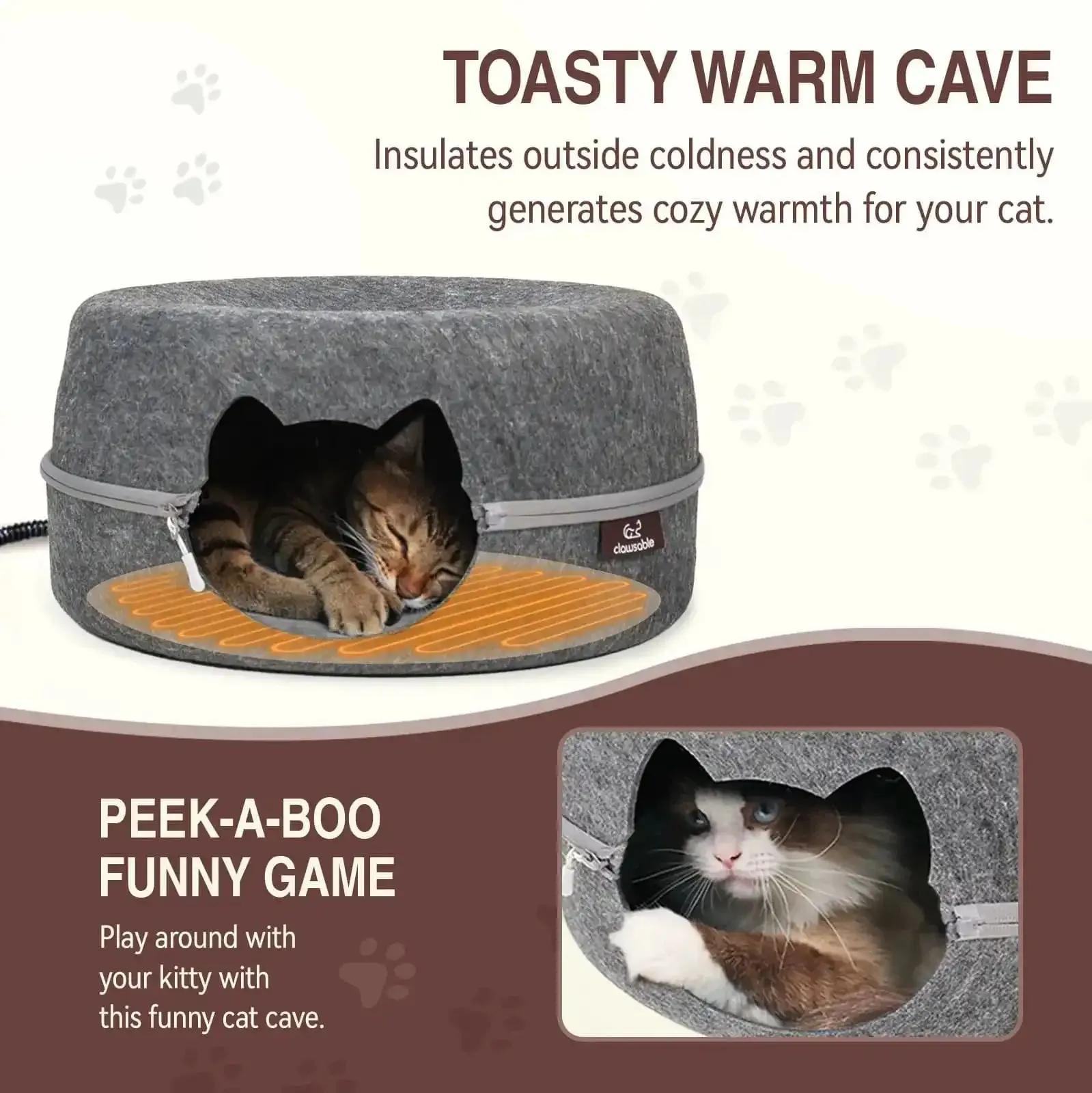 Zippered Hamburger Heated Cat Bed